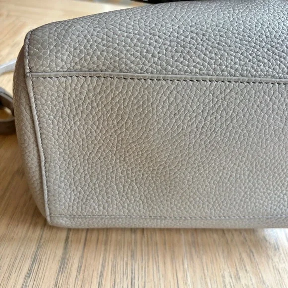 $450 TORY BURCH Thea Mini Pebble Leather Backpack Purse French Gray Tassels EUC - Picture 9 of 13